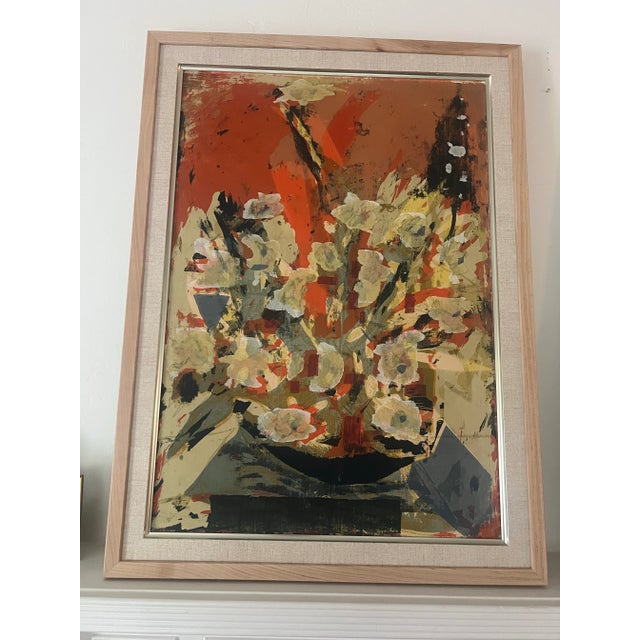 Persimmon Vintage Framed Floral Still Life Art Print For Sale - Image 8 of 8