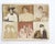 Late 19th century collage group of tiny sepia toned portrait photographs. Trimmed and glued to thin cardboard, each photo...