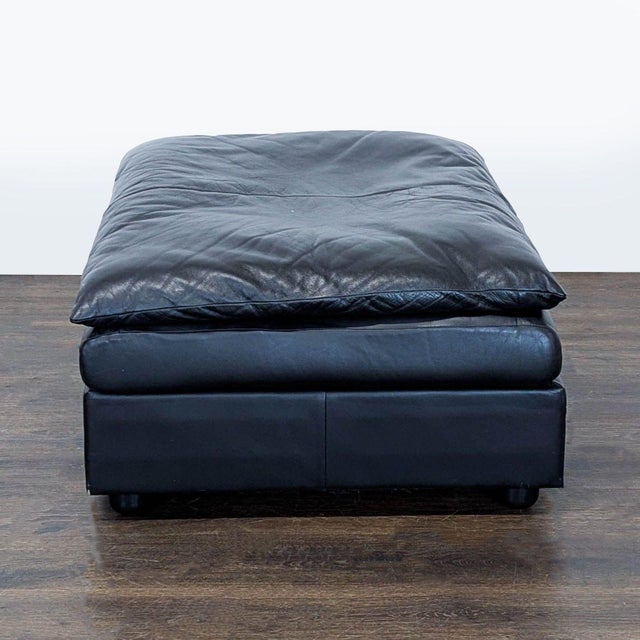 Leather Ottoman With Pillow Top For Sale - Image 4 of 6