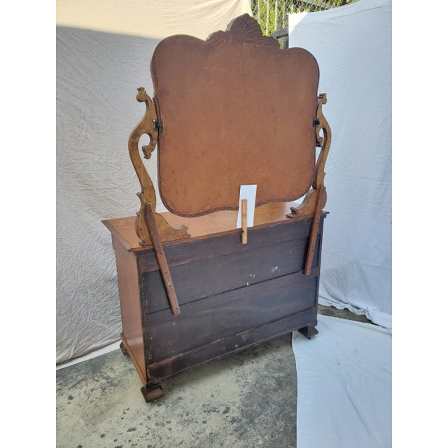 1900s Victorian Tiger Oak American Dresser Chest with Mirror For Sale - Image 12 of 13