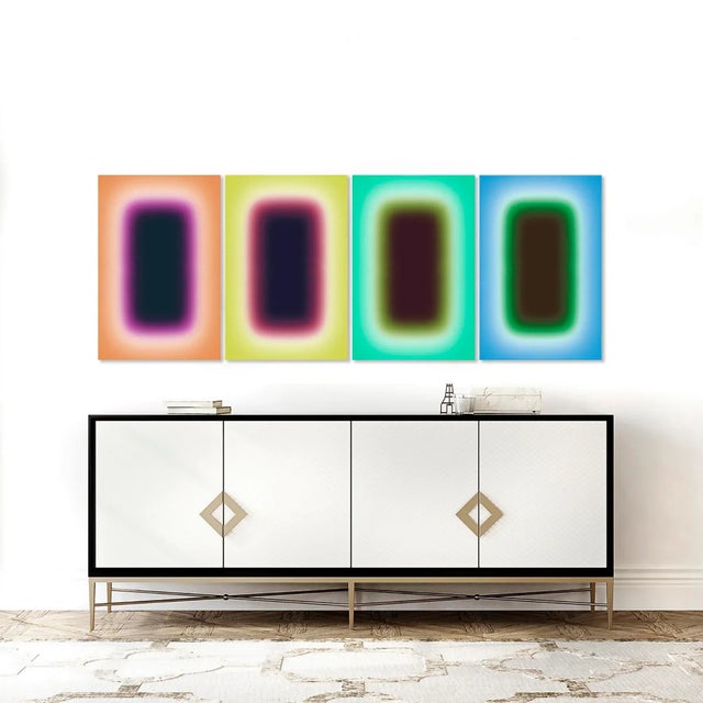 Mid-Century Modern Mid Century Modern Rectangle Series Art Prints Set of 4 by Angela Cameron For Sale - Image 3 of 7