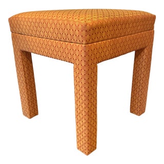 Vintage Parsons Style Upholstered Ottoman Stool Footstool For Sale