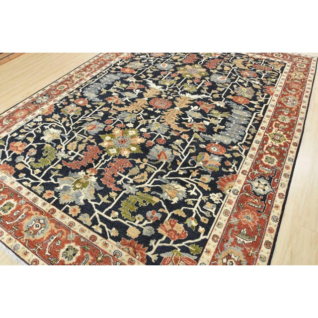 Traditional Ziegler Rug 9’1” X 12’3” Blue Wool Traditional Hand-Knotted Oriental Carpet For Sale - Image 3 of 12