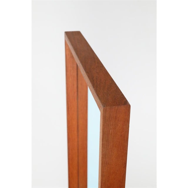 Mid-Century Danish Minimalist Teak Wall Mirror, 1970s For Sale - Image 6 of 8