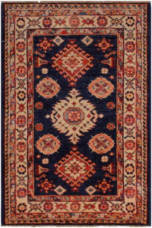 1990s Shabby Chic Kazak Hand-Knotted Wool Rug - 2′1″ × 3′2