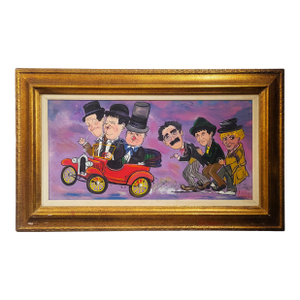 Vintage Mid-Century Modern Hollywood Comedian Legends Oil Painting on Canvas Comedians
