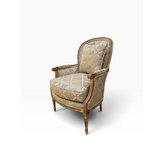 Wesley Hall Louis XVI Style Upholstered Bergère Chair For Sale In Boston - Image 6 of 14