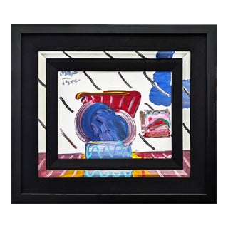 Peter Max, Still Life (Custom Framed Original Painting on Canvas), 1986 For Sale