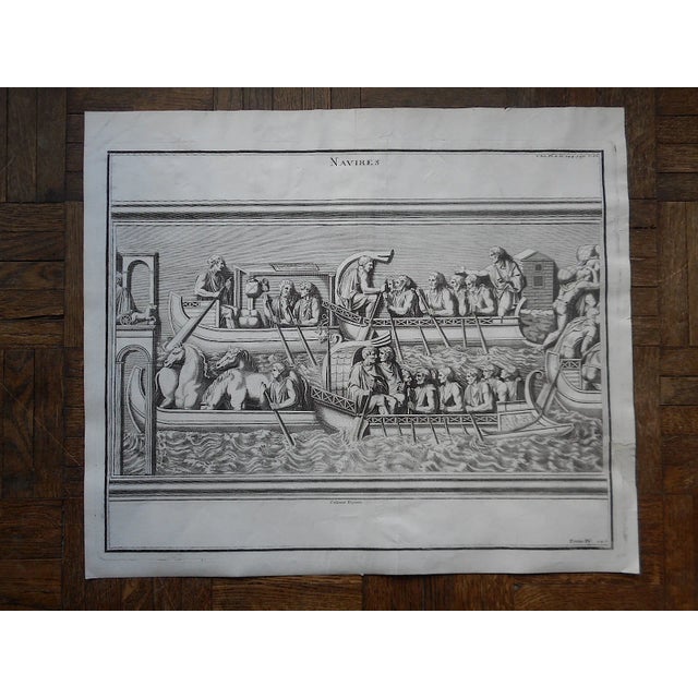 Traditional Antique "Naval Battle"#2 Folio Engraving For Sale - Image 3 of 3