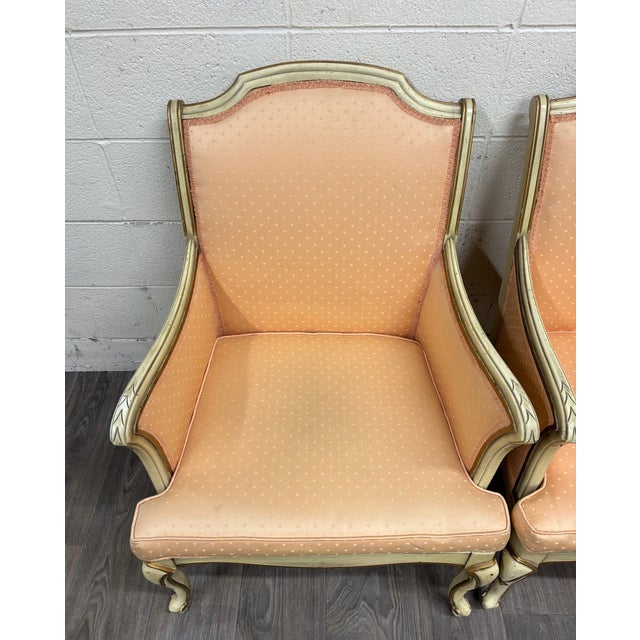 Vintage French Louis XV Style Bergere Lounge Armchairs - Pair For Sale - Image 4 of 11