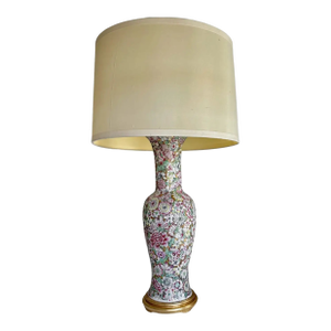 Single Chinese Famille Rose Millefleurs Porcelain Table Lamp