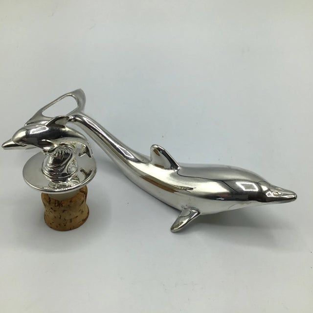 Dolphin Bottle Opener and Bottle Stopper by International Silver Company- Two Piece For Sale - Image 12 of 12