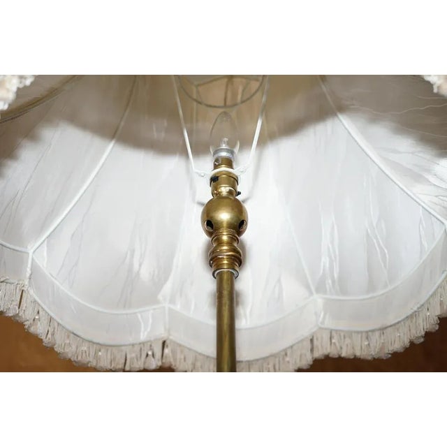 Antique Art Nouveau Brass Height Adjustable Standing Floor Lamp with Sculptured Frame For Sale - Image 12 of 18