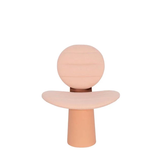 Pilota rose wool beige red lounge chair by Pulpo Dimensions: D65 x W75 x H75 cm Materials: leather, cord, faux fur, wool,...