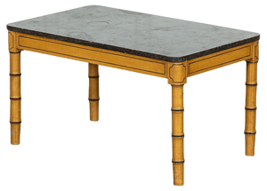 19th Century English Faux Bamboo, Marble & Painted Beech Coffee Table, 1850s