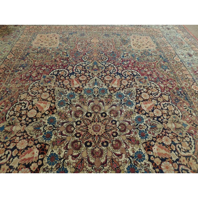 Brick Red 1900s Antique Persian Kerman Lavar Rug- 12′ × 17′10″ For Sale - Image 8 of 13