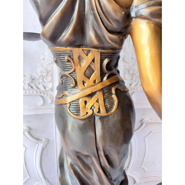 Monumental Bronze Lady Justice Statue Lady Themis Sculpture With Scales & Sword For Sale In Dallas - Image 6 of 18