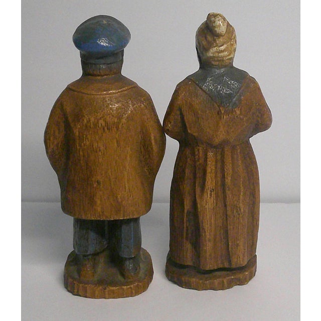 1940s Vintage 1940s Syroco Wood Figurine Pair Sea Captain & Wife Nautical Folk Art For Sale - Image 5 of 6