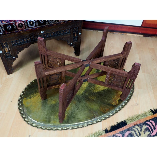 Orient Arabic Engraved Table Tray in Brass, 1950s For Sale - Image 6 of 14