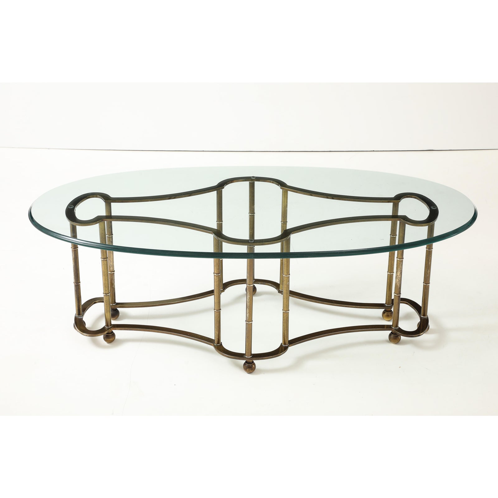 1970's Mastercraft Brass Oval Coffee Table | Vintage MCM