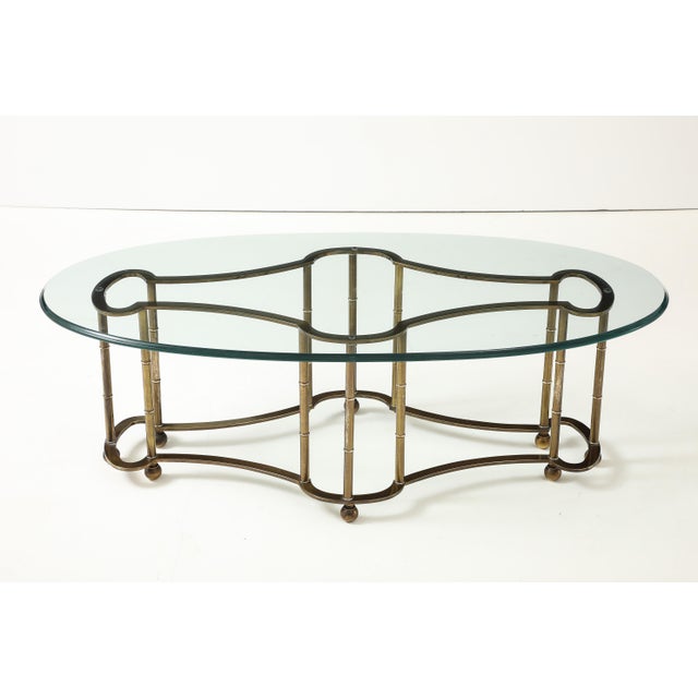1970's Mastercraft Racetrack Brass Oval Coffee Table For Sale In New York - Image 6 of 12
