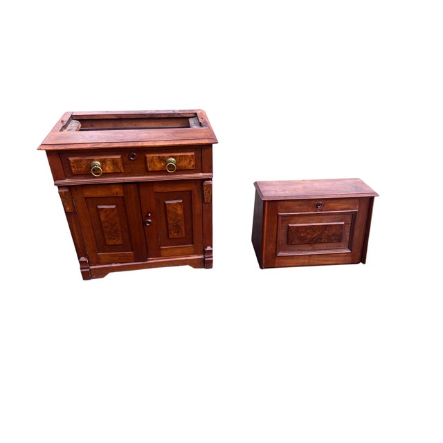 Brown Walnut Victorian 2 Part Drop Front Desk For Sale - Image 8 of 12
