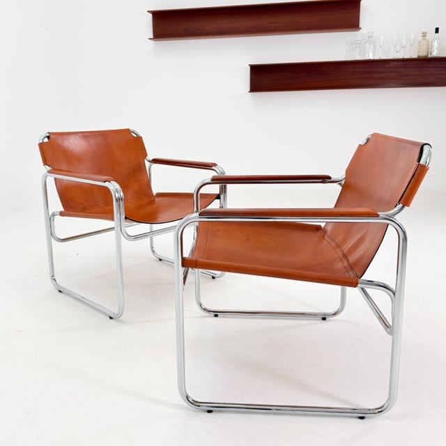 Mid-Century Modern Italian Leather and Chrome Lounge Chairs Jox Interni, 1970s For Sale - Image 9 of 18