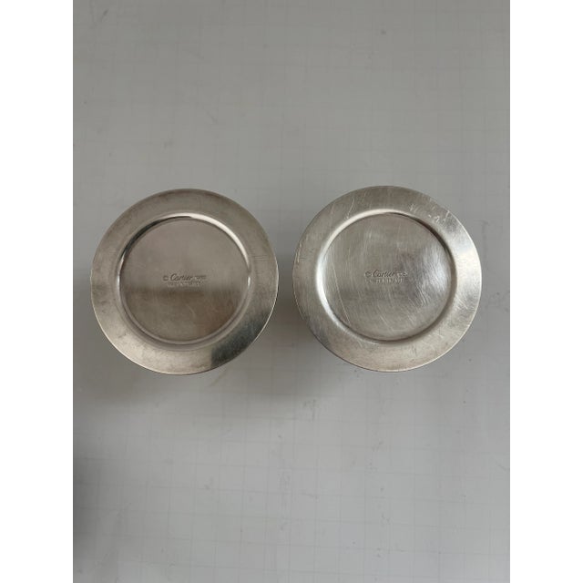 Silver 1980s Cartier Silver Plated & Lapis Lazuli Candle Holders- a Pair For Sale - Image 8 of 9