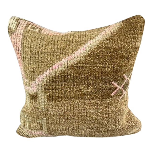 20 x 20 Rug Pillow Serene Sanctuary Turkish Pillow Cushion Cover For Sale