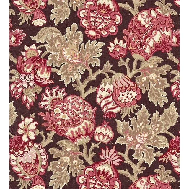 The House of Scalamandré Canterbury Linen Print Fabric, Mulberry For Sale
