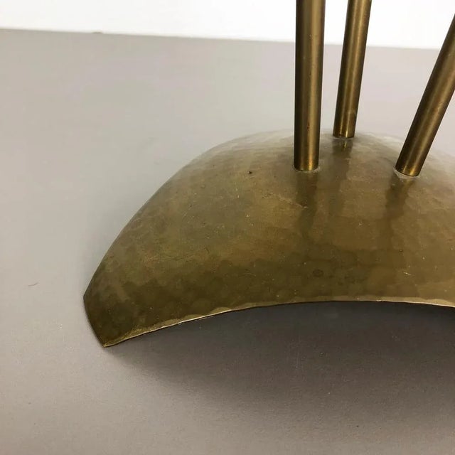 Modernist Sculptural Brutalist Floor Brass Candleholder, Germany, 1950s For Sale - Image 3 of 18