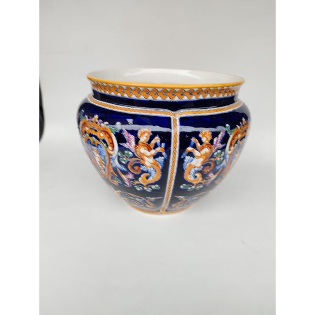 Gien Vintage Earthenware Cachepot from Gien, 1970s For Sale - Image 4 of 8