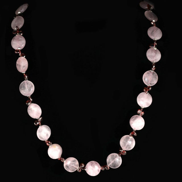 Ajd 27 Inch Garnet and Rose Quartz Necklace For Sale In Raleigh - Image 6 of 7