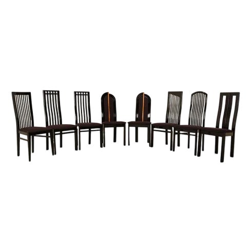 Tonon Wooden Chairs in Black, Set of 8 For Sale