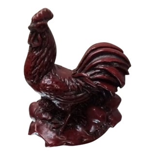 Gorgeous Chinese Cinnabar Rooster Figurine For Sale