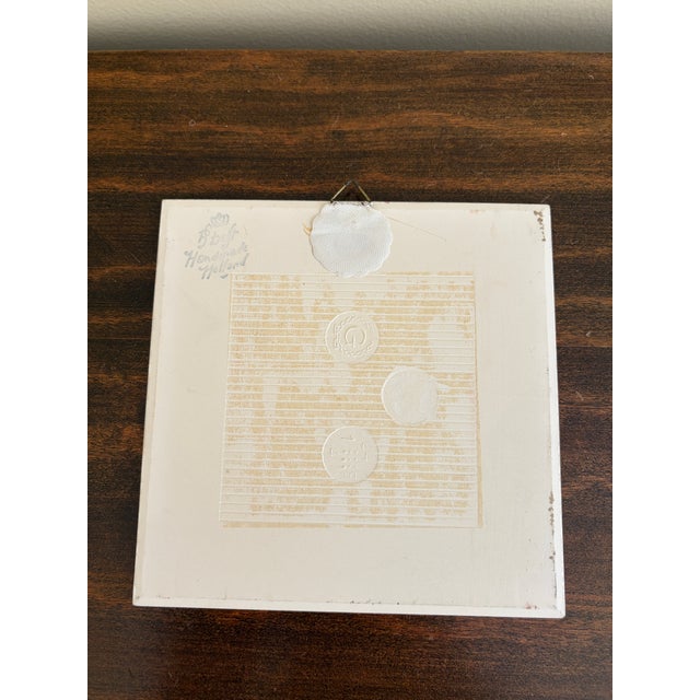 Delft Dutch Delft Blue and White Porcelain Tile With Heraldic Coat of Arms For Sale - Image 4 of 4