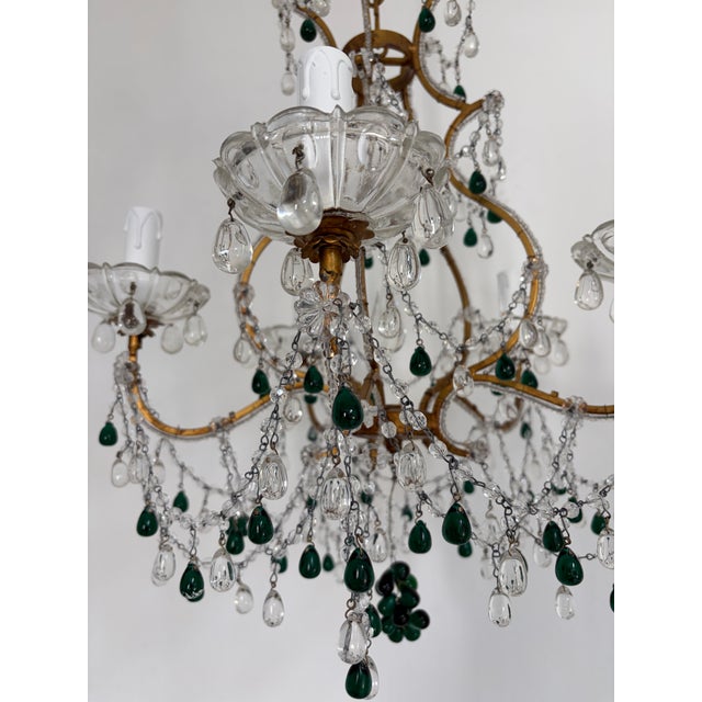 1920s Forrest Green Murano Drops Beaded Chandelier Crystal Swags C 1920 French For Sale - Image 5 of 9