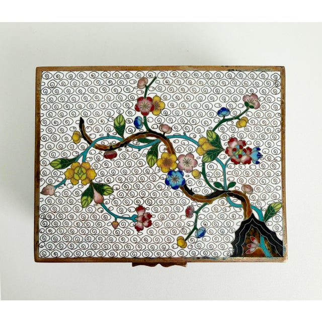 Vintage Cloisonne Smoke Box & Matchbox Cover Set For Sale - Image 10 of 14