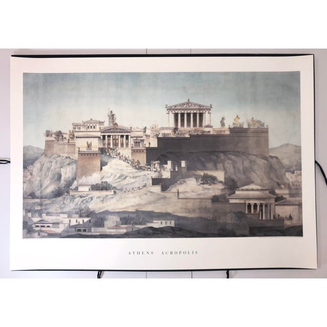 Lithographic poster Akropolis (Reconstruction) - Athens, 1877. Artist: Marcel Lambert Title: Akropolis. West Facade...
