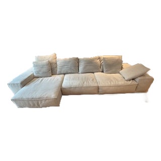 Luxury Italian Divani Neowall Three Seat Sofa With Left Facing Chaise & Seven Toss Pillows Design: Piero Lissoni For Sale
