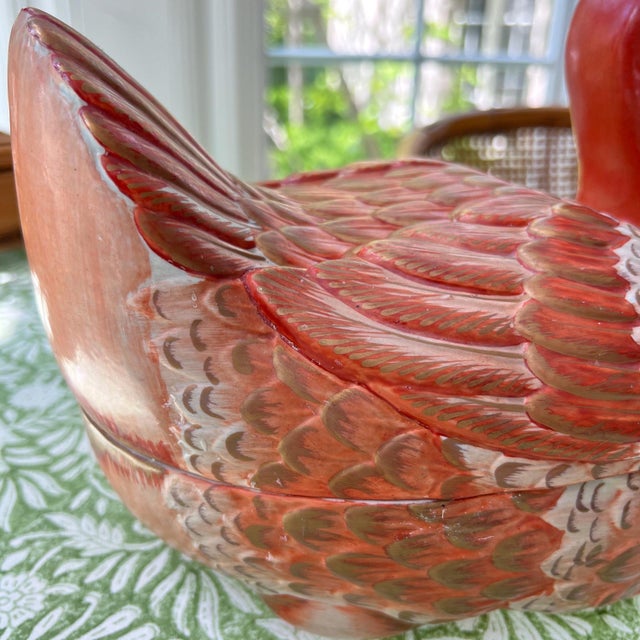 Mottahedeh Lowestoft Reproduction Peking Duck tureen // Chinoiserie duck // hand-painted // Made in Italy // 1950s decor // orange and gold For Sale - Image 9 of 9