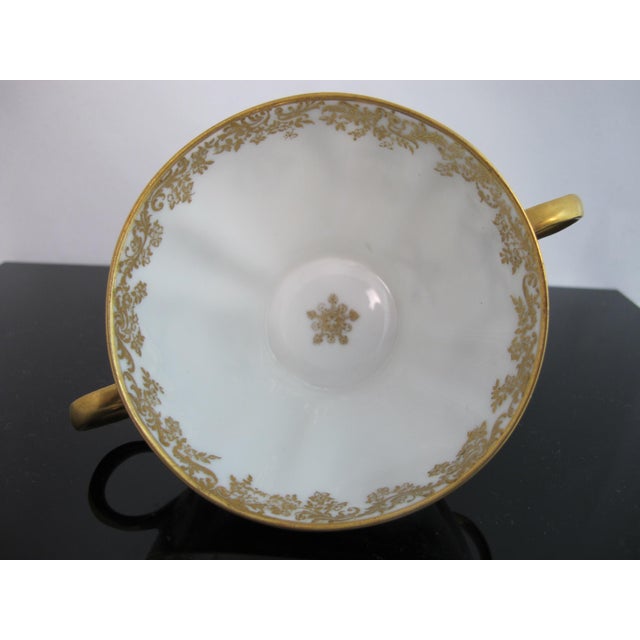 Late 19th Century Late 19th Century Haviland Limoges Rococo Style Insect Floral Scroll Porcelain Soup Cup & Saucer For Sale - Image 5 of 12