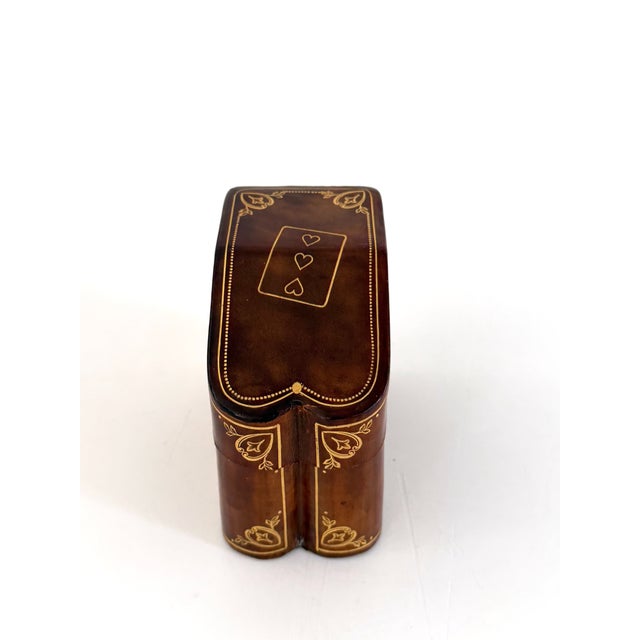 1950s Vintage Italian Gilt Tooled Leather Card Box For Sale - Image 5 of 13
