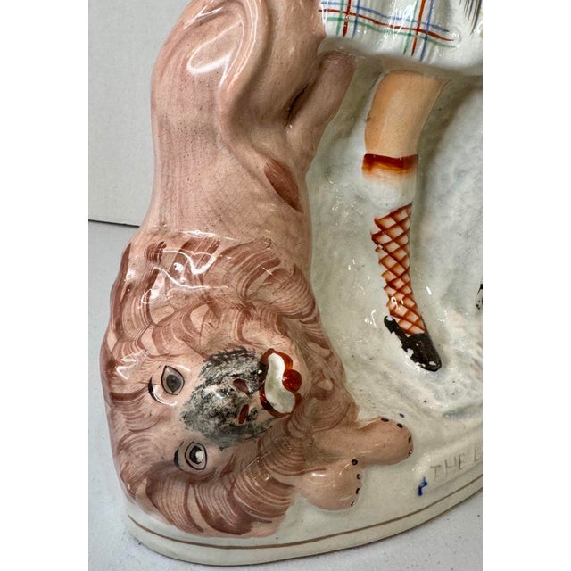 Mid 19th Century Impressive Size! Staffordshire Lion Slayer Antique Figurine From England - Circa 1860 For Sale - Image 5 of 12