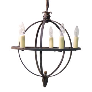 Vintage Iron Orb Chandelier For Sale