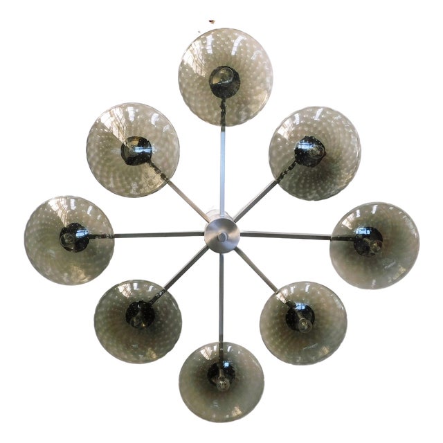 21st Century Otto Satin Nickel Smoky Bubbles Murano Glass Flush Mount by Fabio LTD For Sale