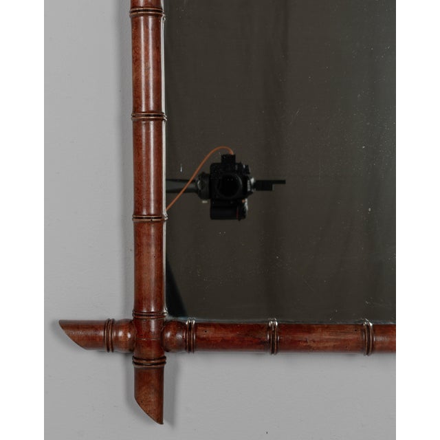 French Faux Bamboo Cherry Wood Mirror 27.5" X 37" For Sale - Image 4 of 6