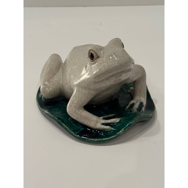 1960s Vintage Italian Glazed Pottery Frog Sculpture For Sale - Image 5 of 9