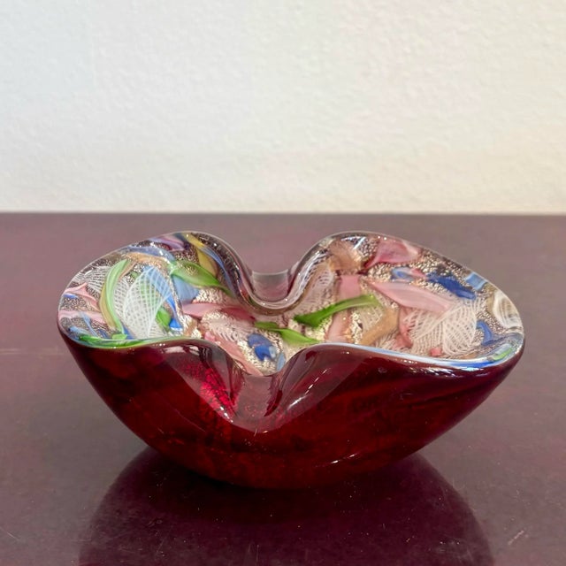 Murano Vintage Boho Multi-Colored Art Glass Bowl After Murano For Sale - Image 4 of 6
