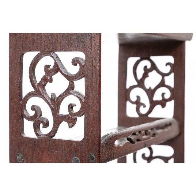 Mid 20th Century Vintage Century Mahogany Three-Tier Pagoda Wall Shelf—A Pair For Sale - Image 5 of 9